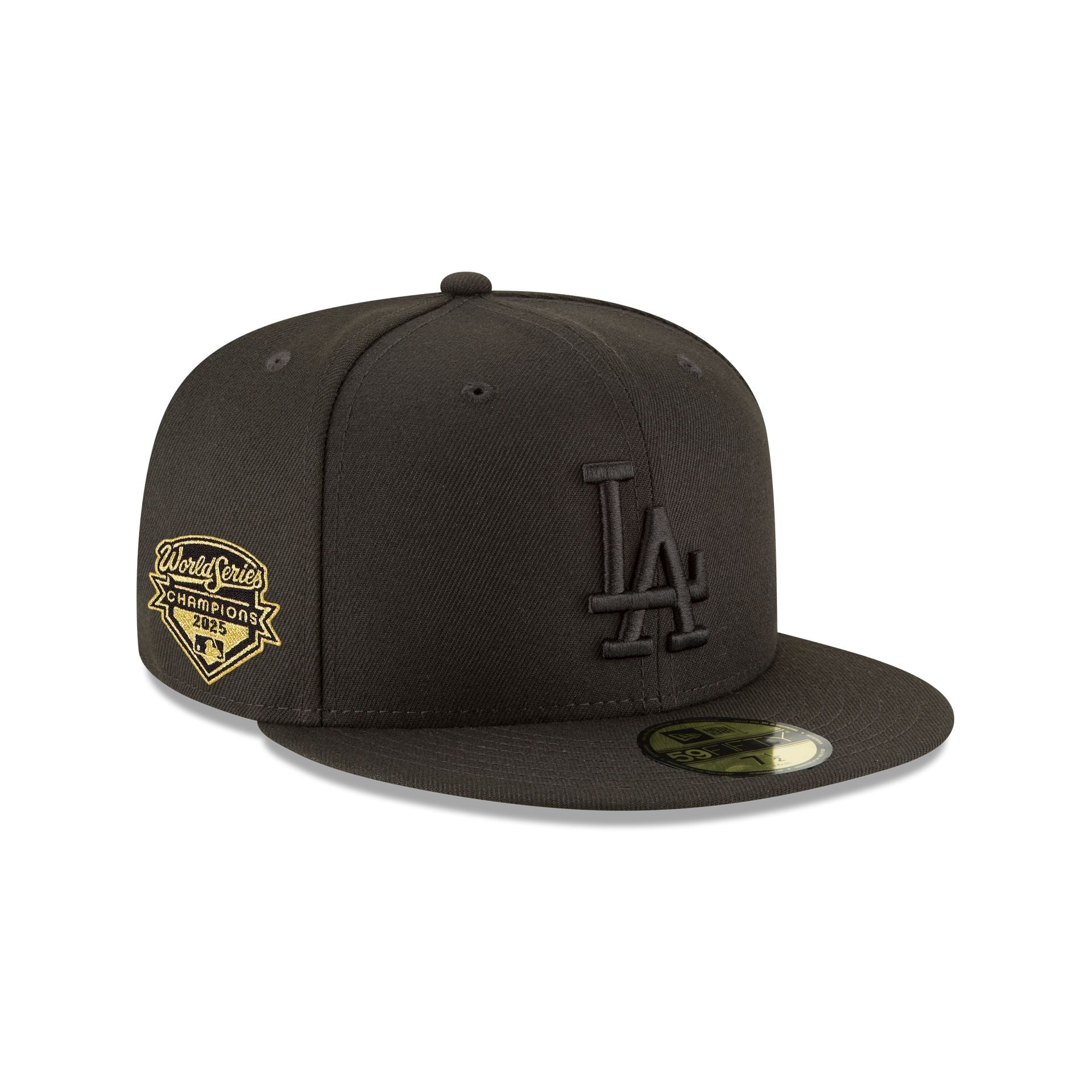 Los Angeles Dodgers 2025 World Series Champions Black on Black 59FIFTY Fitted Hat