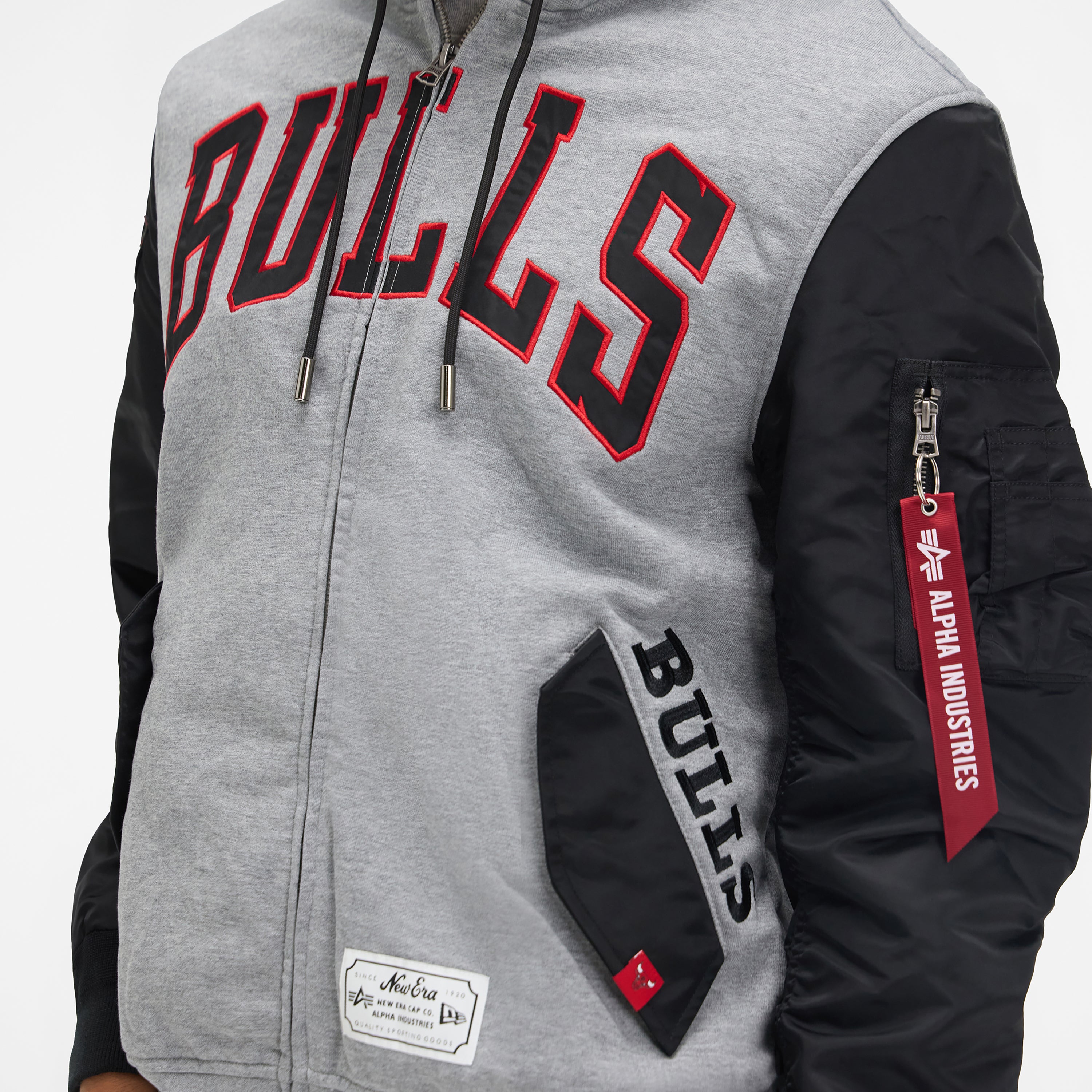 Alpha Industries x Chicago Bulls Gray MA-1 Full Zip Fleece Jacket
