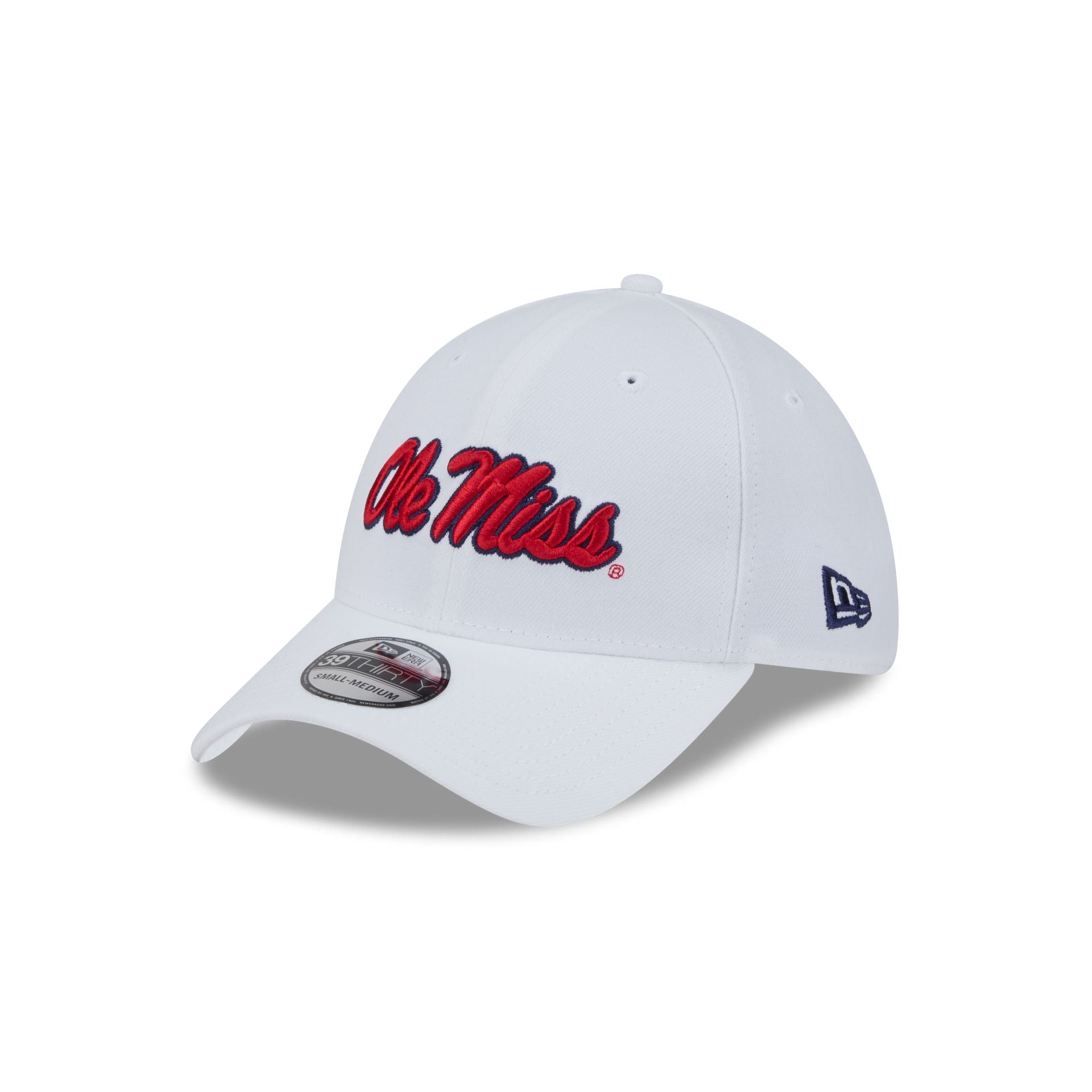 Mississippi Rebels Optic White 39THIRTY Stretch Fit Hat - Nextgenmallstore