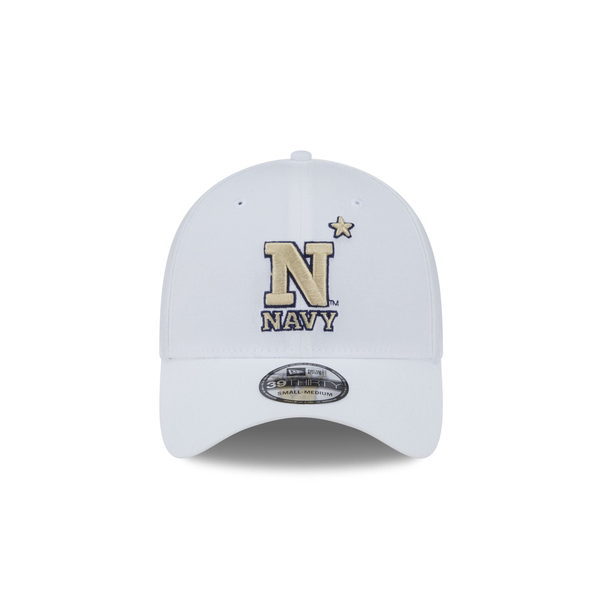 Navy Midshipmen Optic White 39THIRTY Stretch Fit Hat