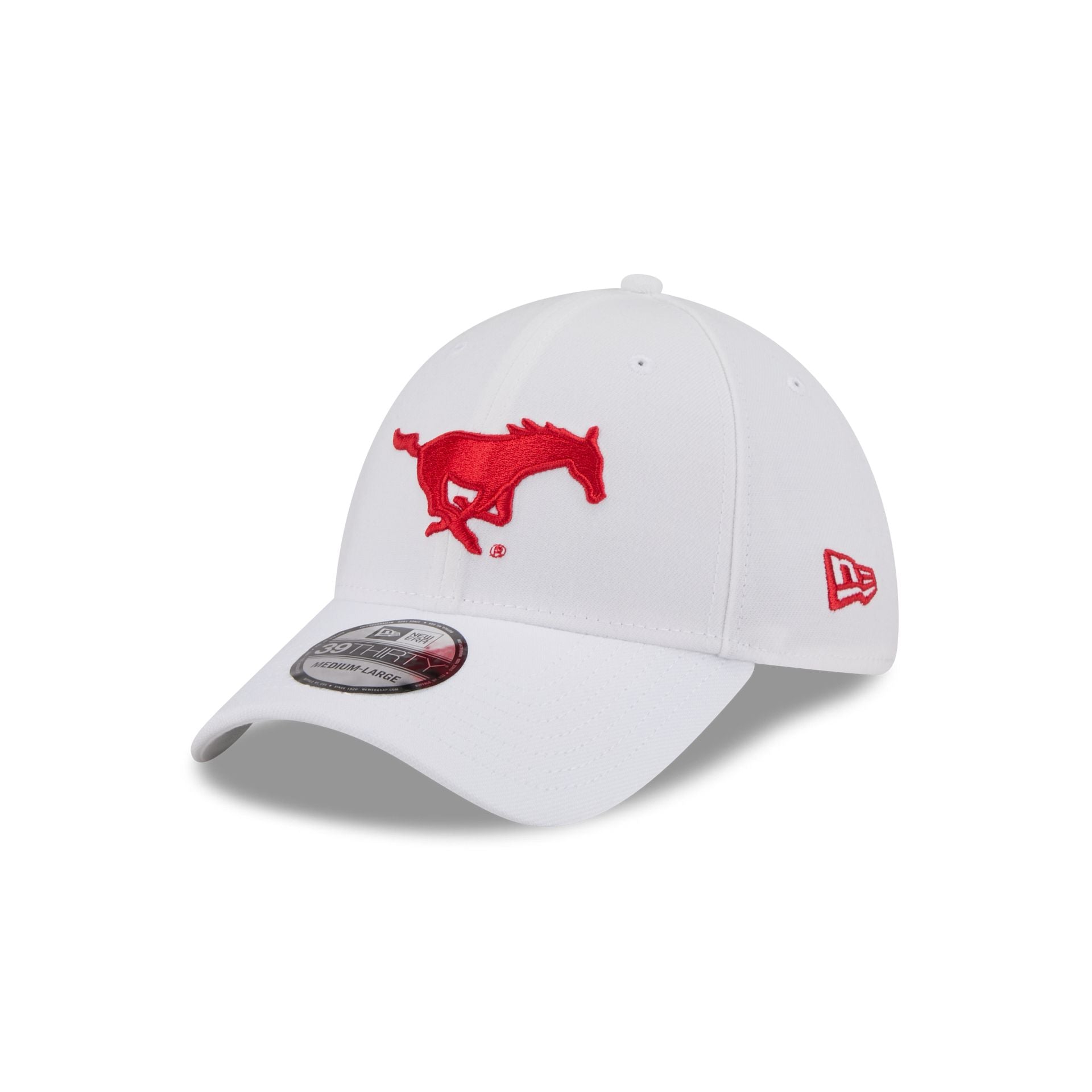 Southern Methodist Mustangs Optic White 39THIRTY Stretch Fit Hat - Nextgenmallstore