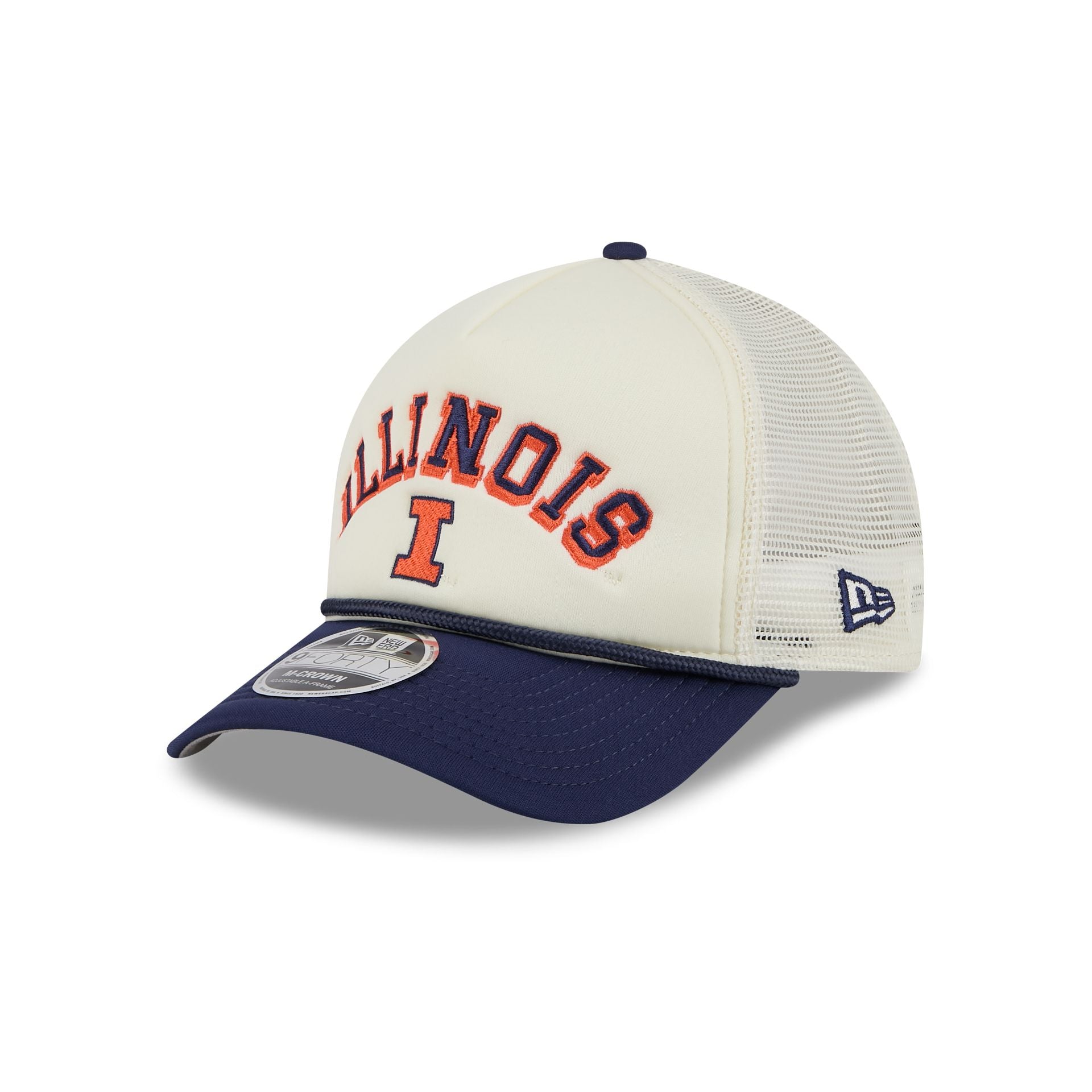 Illinois Fighting Illini Chrome Arch 9FORTY M-Crown A-Frame Trucker Hat - Nextgenmallstore