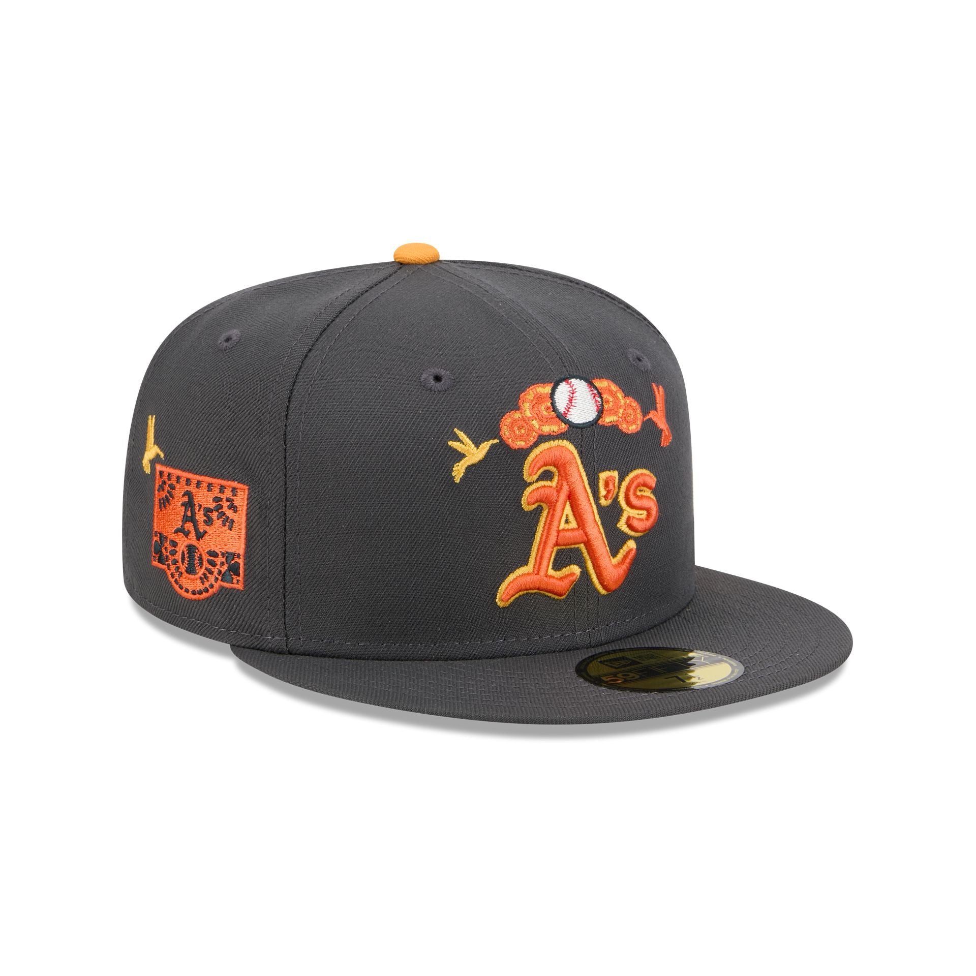 Athletics Day of the Dead Graphite 59FIFTY Fitted Hat - Nextgenmallstore