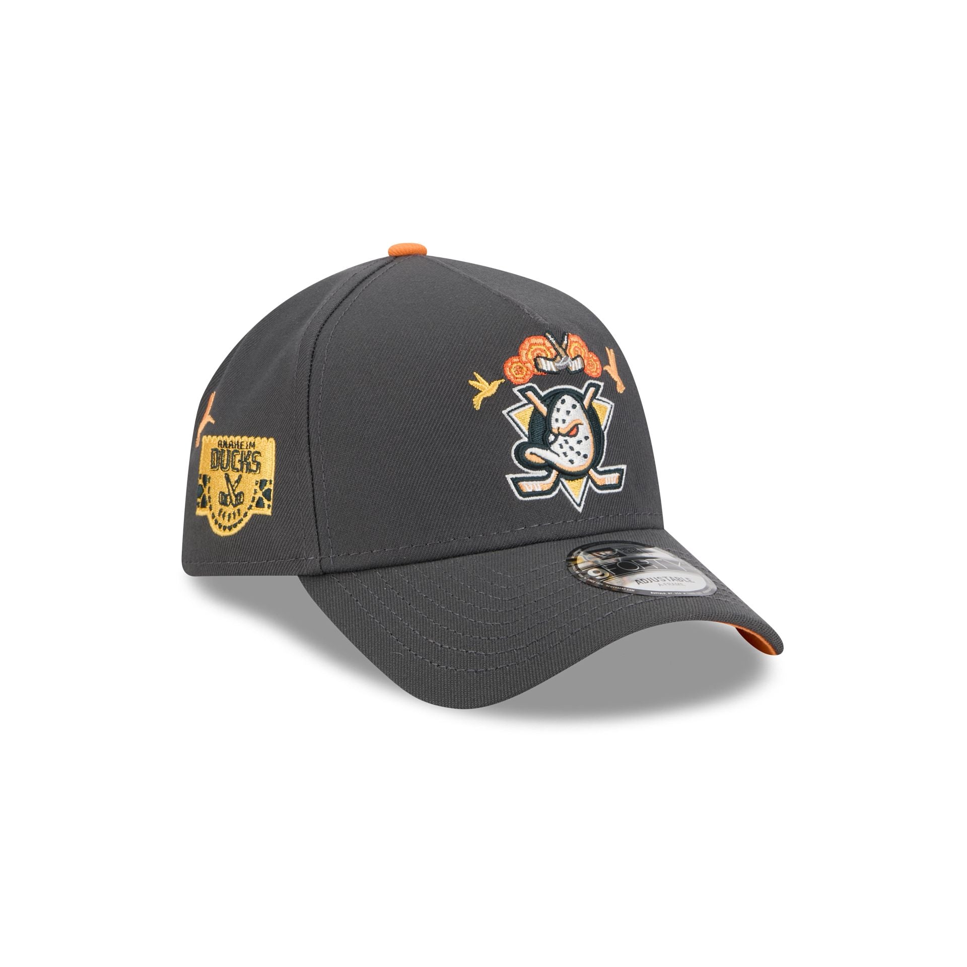 Anaheim Ducks Day of the Dead Graphite 9FORTY A-Frame Snapback Hat - Nextgenmallstore