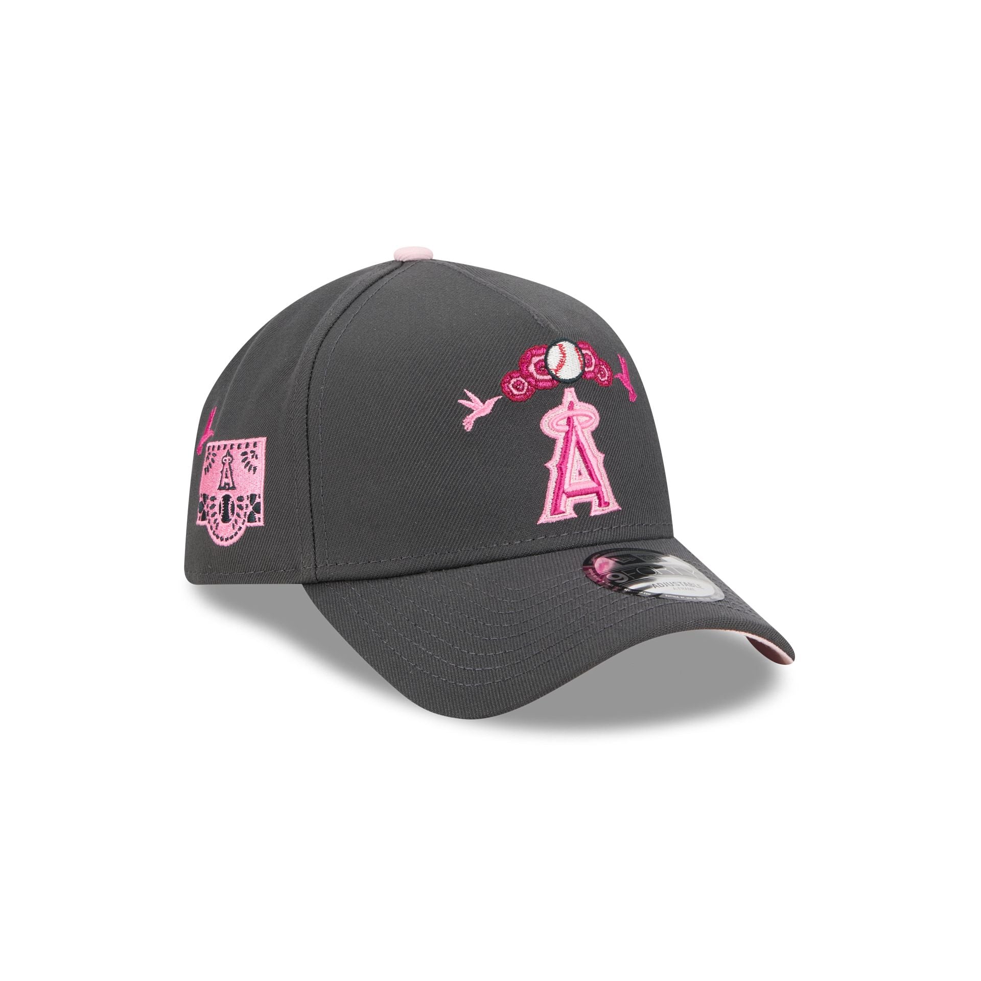 Los Angeles Angels Day of the Dead Graphite 9FORTY A-Frame Snapback Hat - Nextgenmallstore