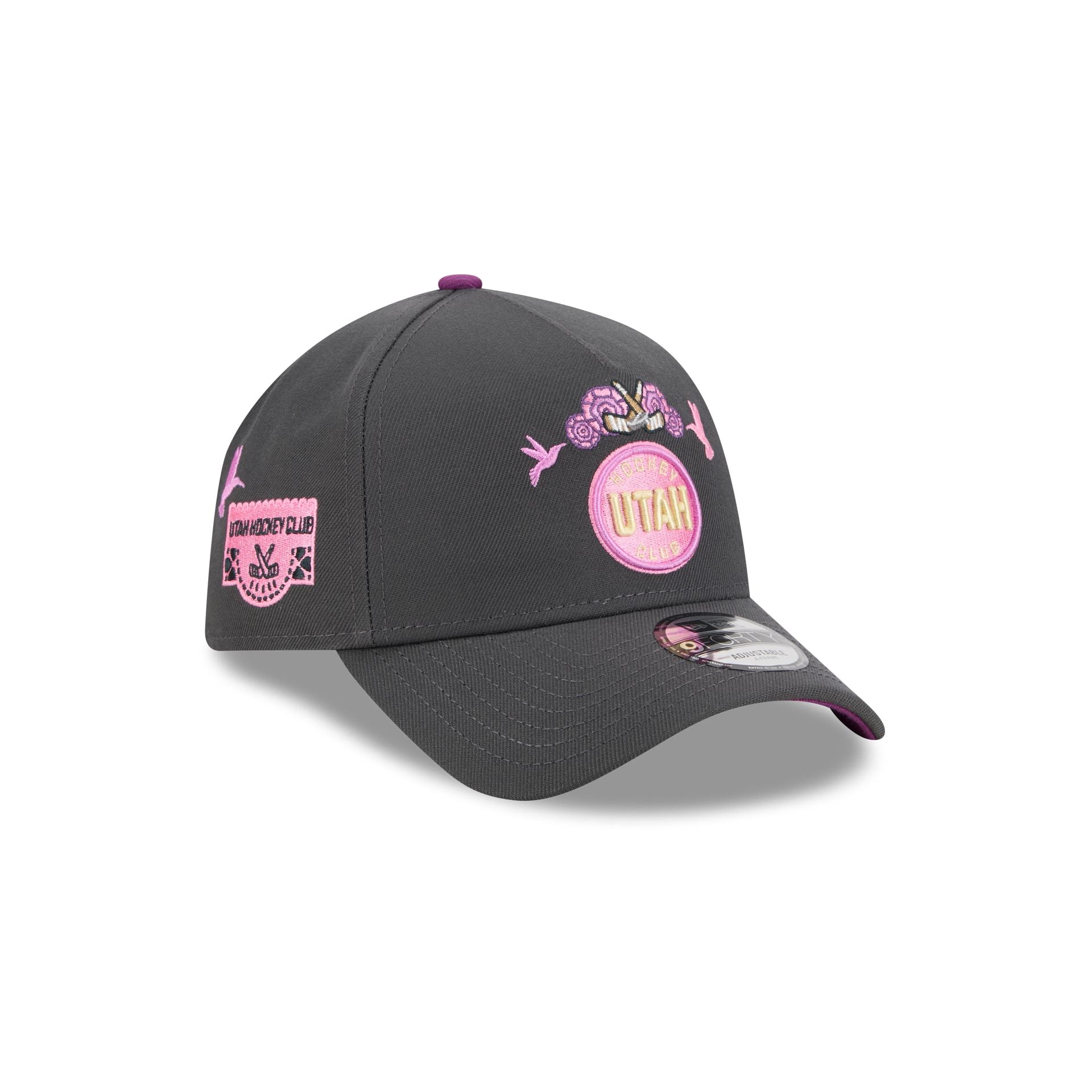 Utah Hockey Club Day of the Dead Graphite 9FORTY A-Frame Snapback Hat - Nextgenmallstore
