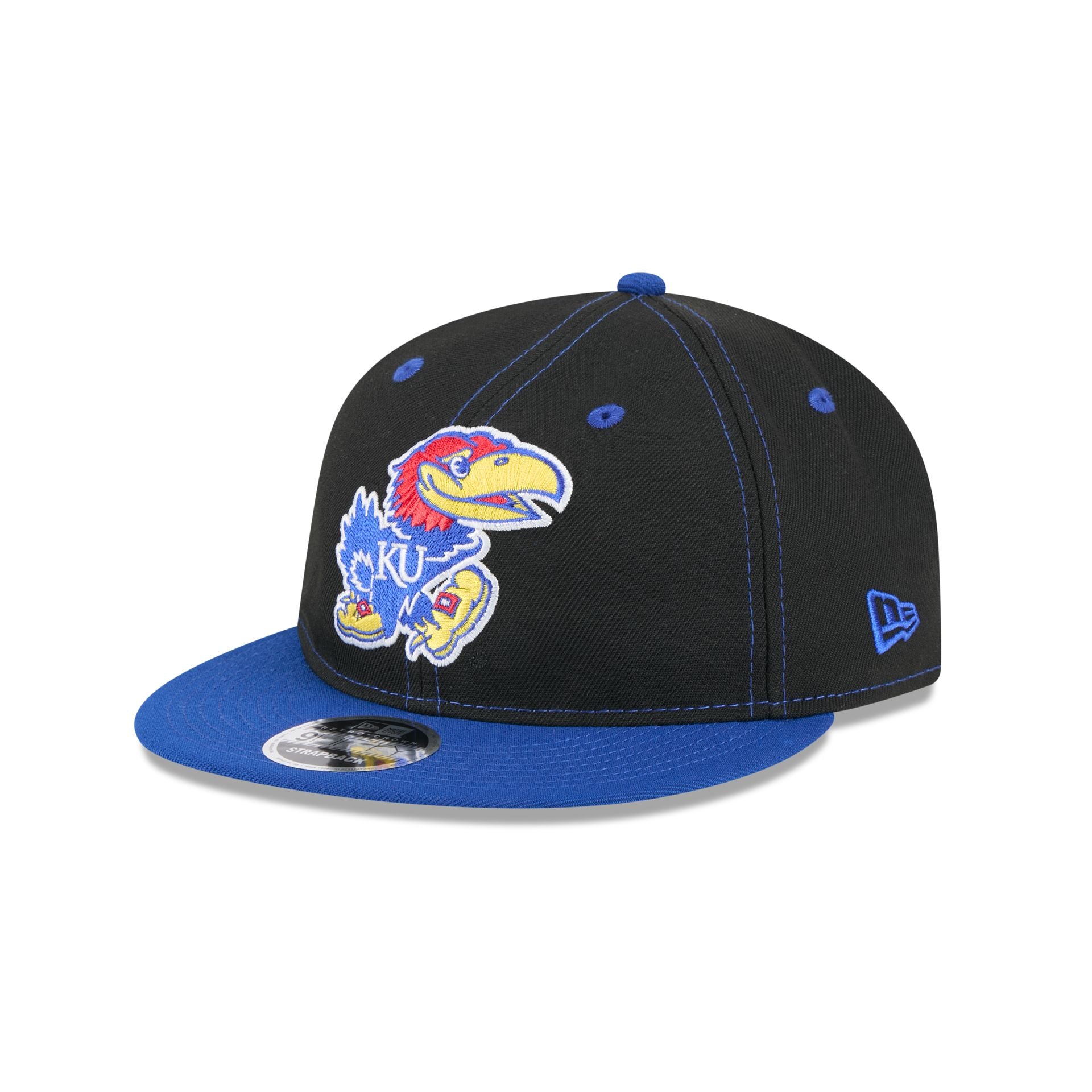 Kansas Jayhawks Tournament Side Patch Retro Crown 9FIFTY Strapback Hat