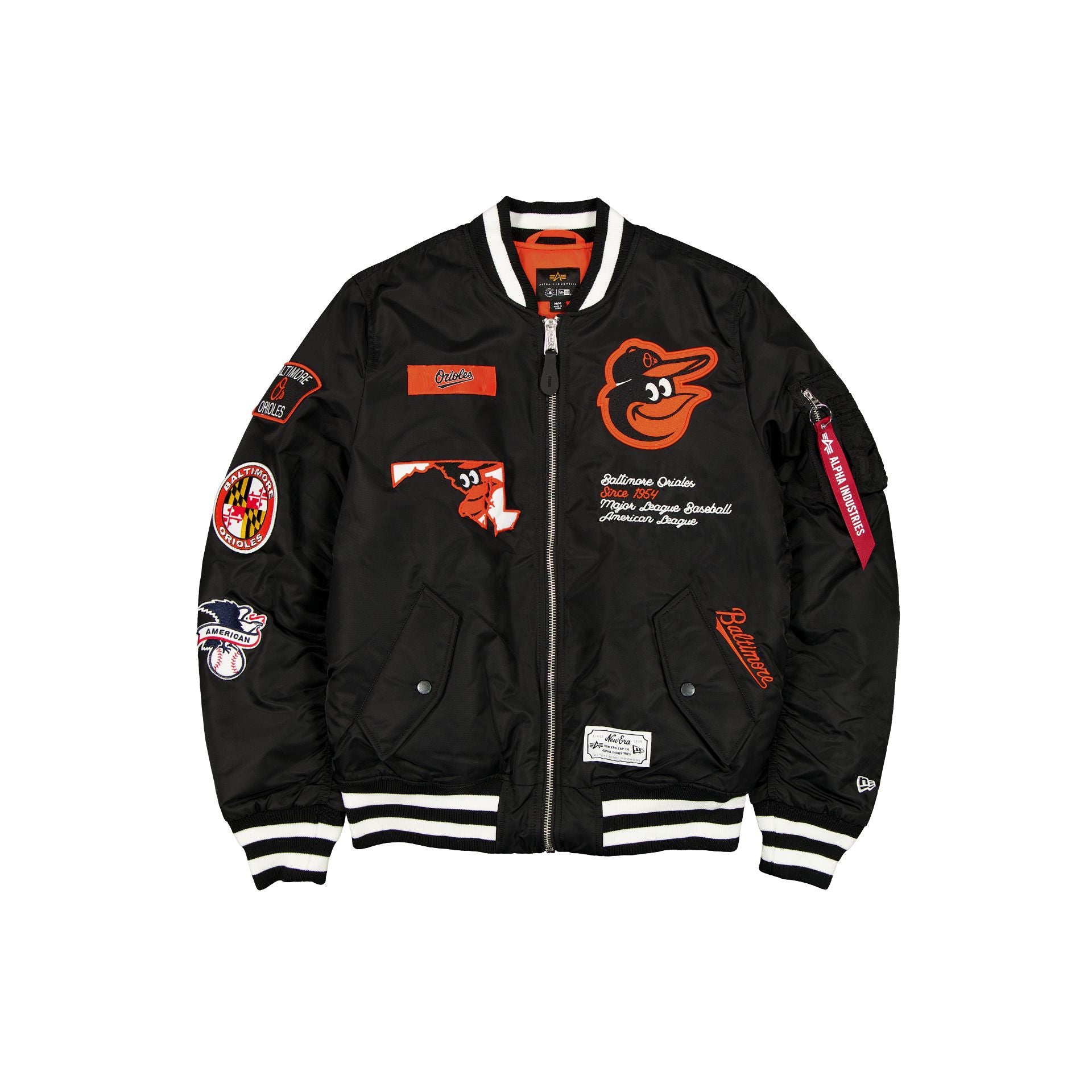 Alpha Industries x Baltimore Orioles Black MA-1 Bomber Jacket - Nextgenmallstore