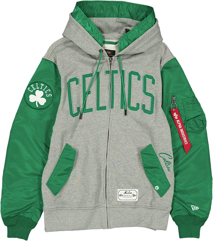 Alpha Industries x Boston Celtics Gray MA-1 Full Zip Fleece Jacket