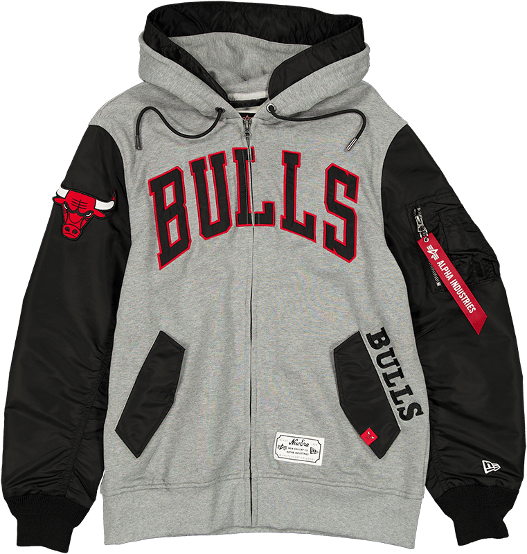 Alpha Industries x Chicago Bulls Gray MA-1 Full Zip Fleece Jacket