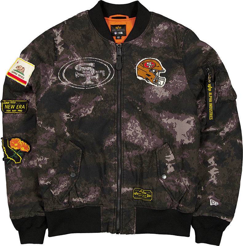 Alpha Industries x San Francisco 49ers Black Camo MA-1 Bomber Jacket