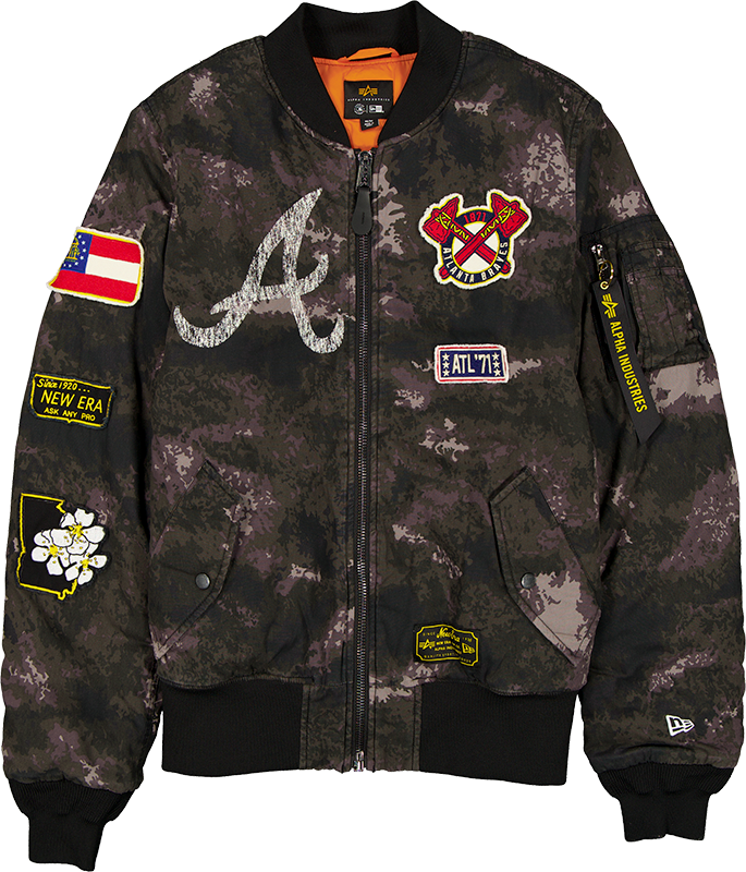 Alpha Industries x Atlanta Braves Black Camo MA-1 Bomber Jacket