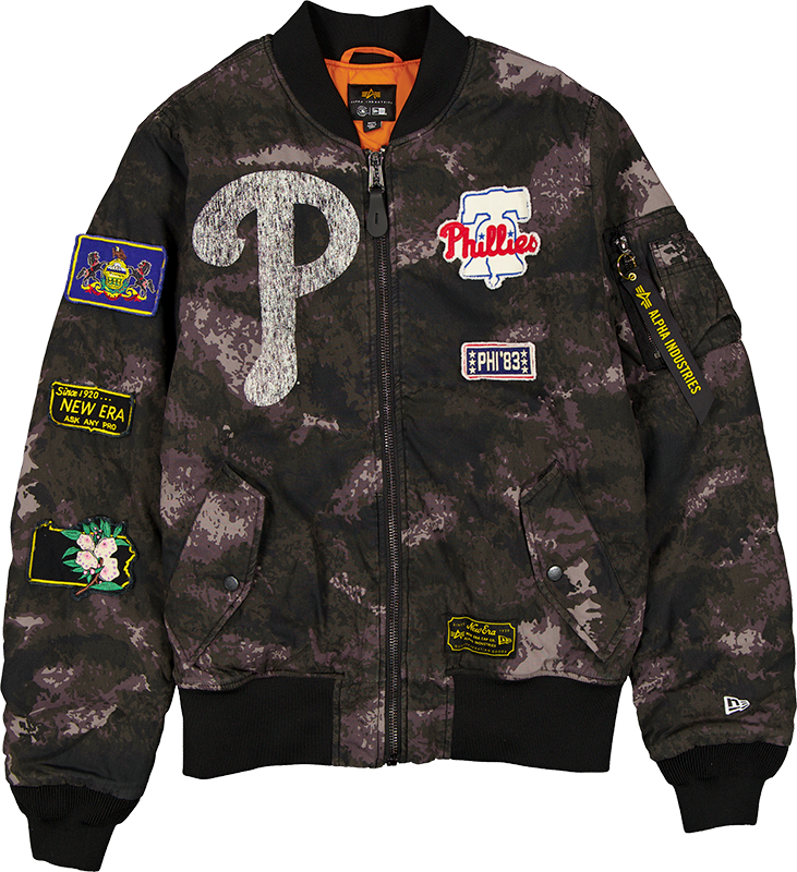Alpha Industries x Philadelphia Phillies Black Camo MA-1 Bomber Jacket