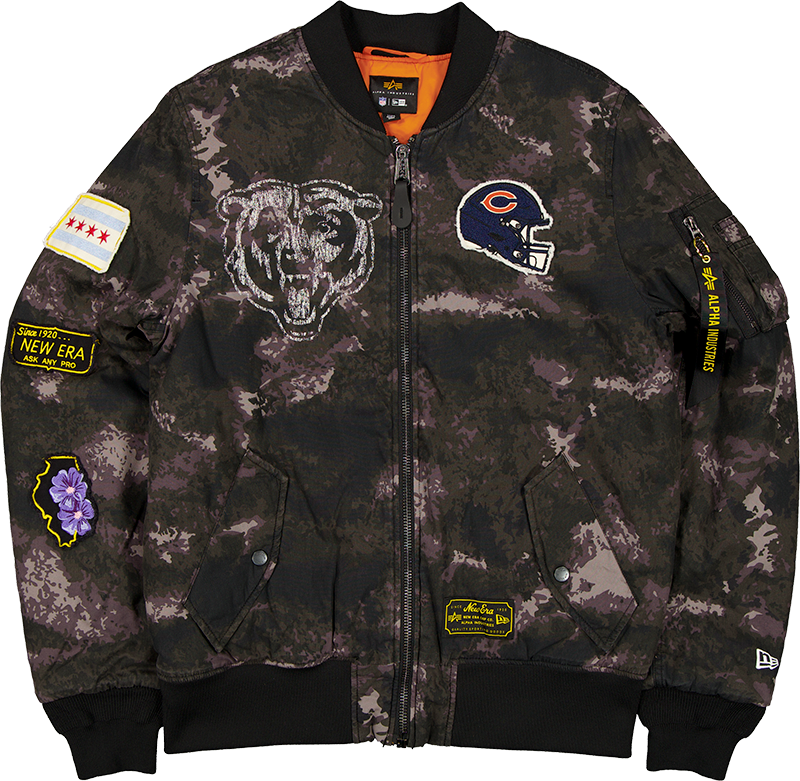Alpha Industries x Chicago Bears Black Camo MA-1 Bomber Jacket