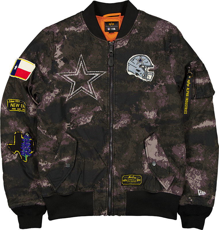 Alpha Industries x Dallas Cowboys Black Camo MA-1 Bomber Jacket