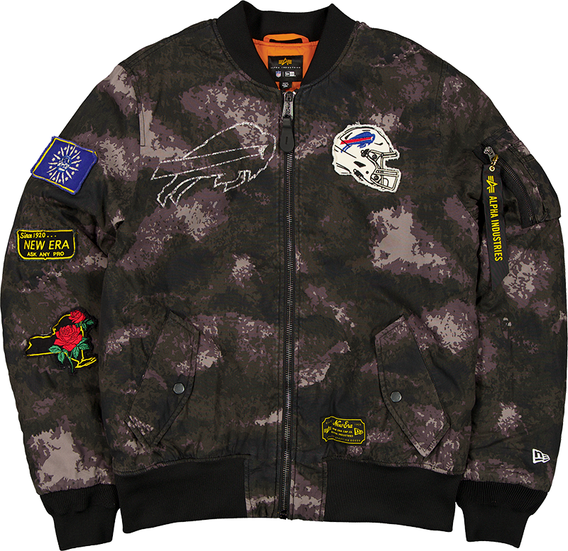 Alpha Industries x Buffalo Bills Black Camo MA-1 Bomber Jacket