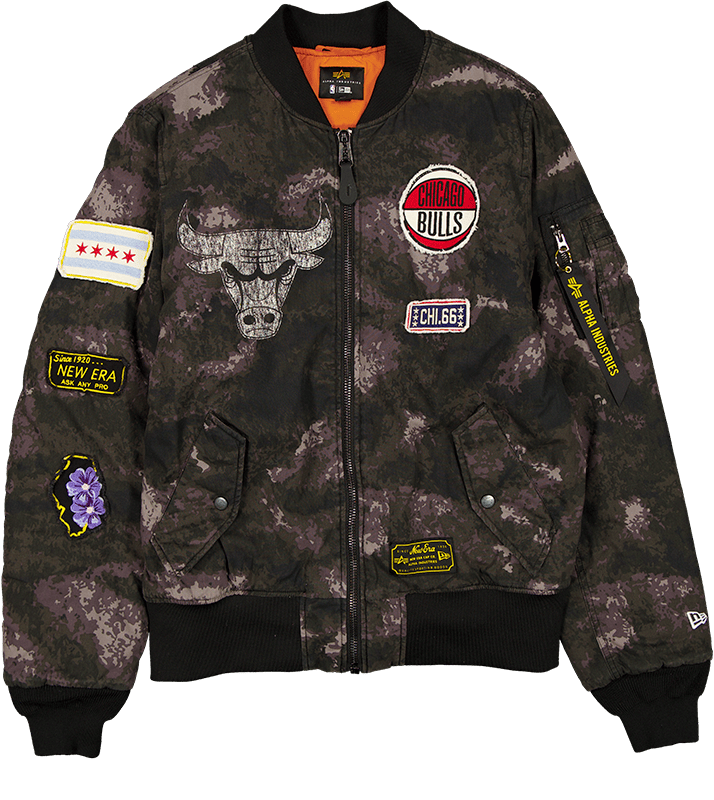 Alpha Industries x Chicago Bulls Black Camo MA-1 Bomber Jacket