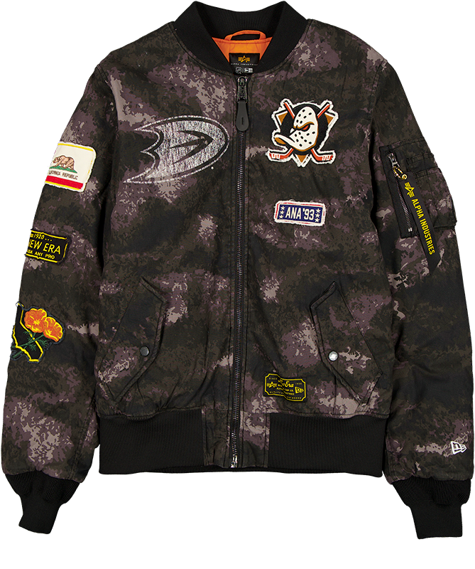 Alpha Industries x Anaheim Ducks Black Camo MA-1 Bomber Jacket
