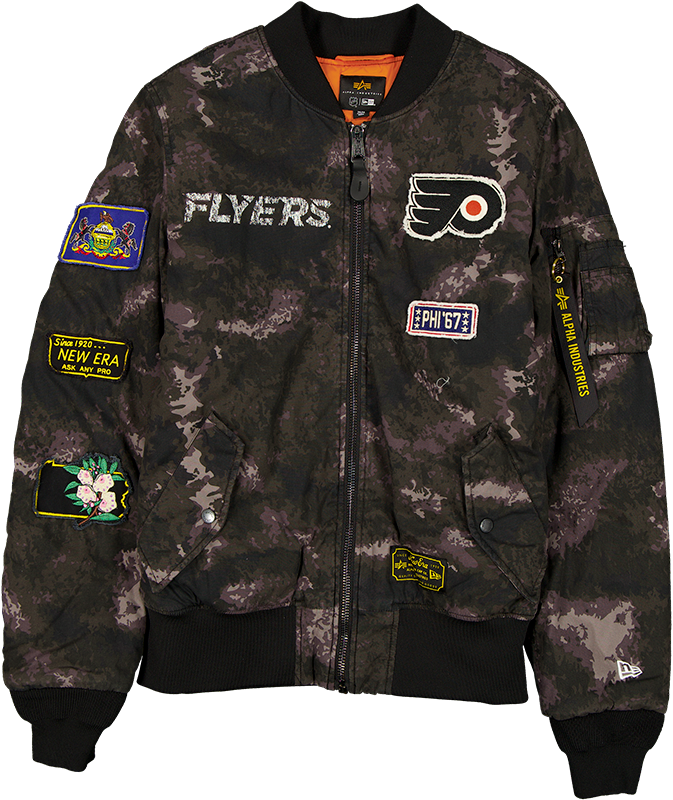 Alpha Industries x Philadelphia Flyers Black Camo MA-1 Bomber Jacket