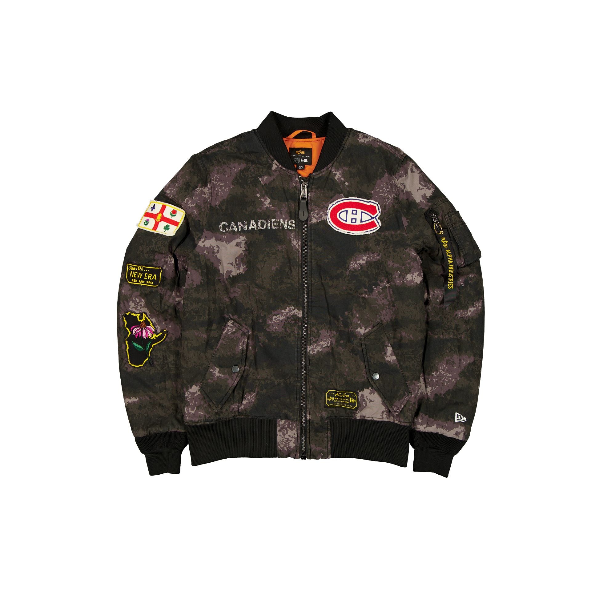 Alpha Industries x Montreal Canadiens Black Camo MA-1 Bomber Jacket - Nextgenmallstore