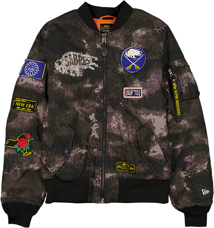 Alpha Industries x Buffalo Sabres Black Camo MA-1 Bomber Jacket