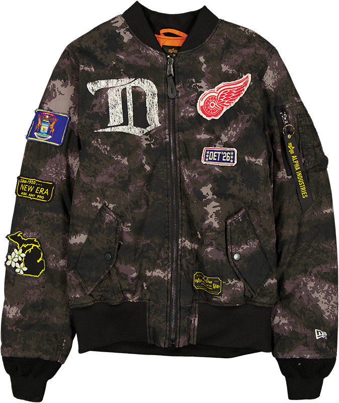 Alpha Industries x Detroit Red Wings Black Camo MA-1 Bomber Jacket