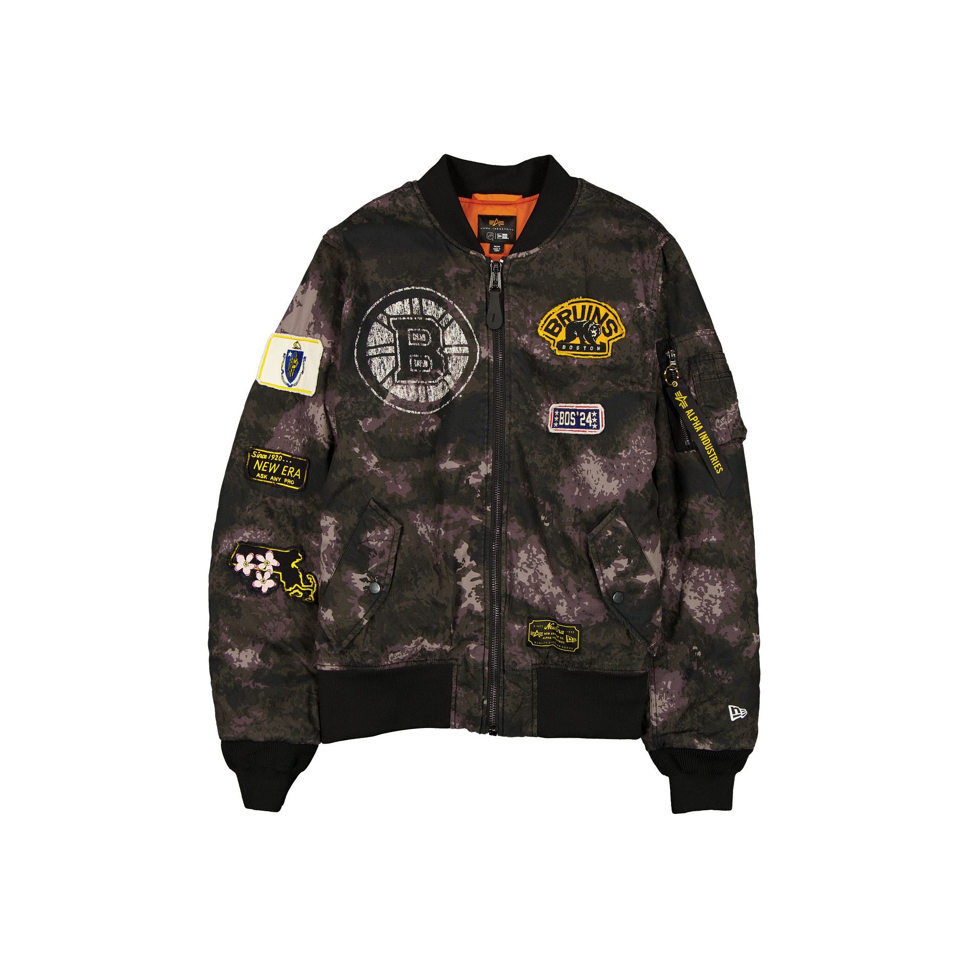 Alpha Industries x Boston Bruins Black Camo MA-1 Bomber Jacket