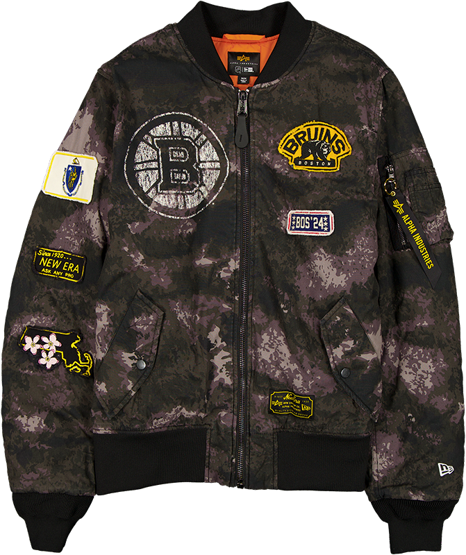 Alpha Industries x Boston Bruins Black Camo MA-1 Bomber Jacket