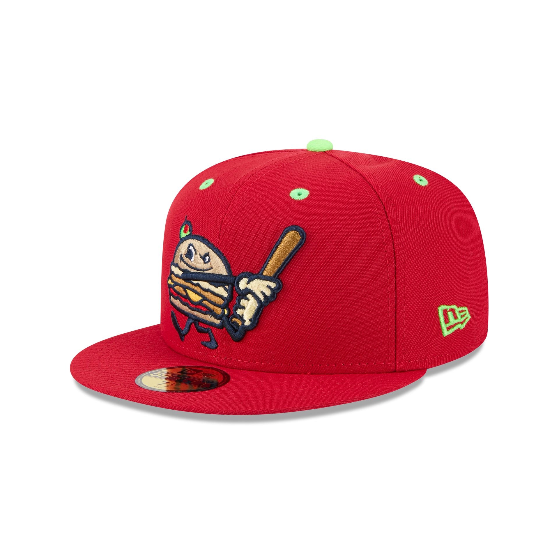 Akron RubberDucks Theme Night Red 59FIFTY Fitted Hat - Nextgenmallstore