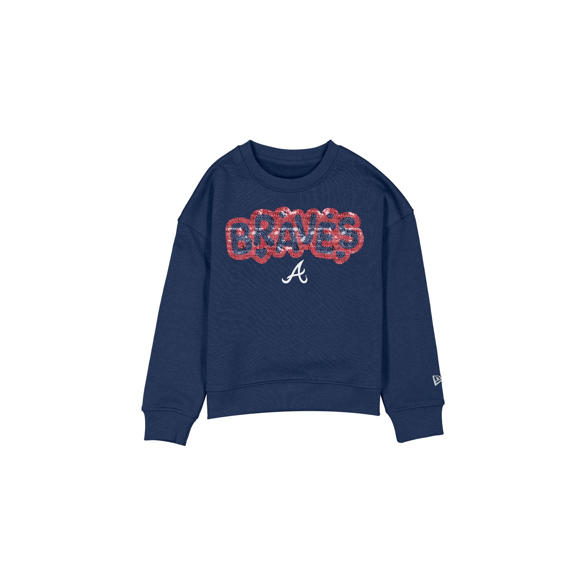 Atlanta Braves Flip Sequin Girls Crewneck