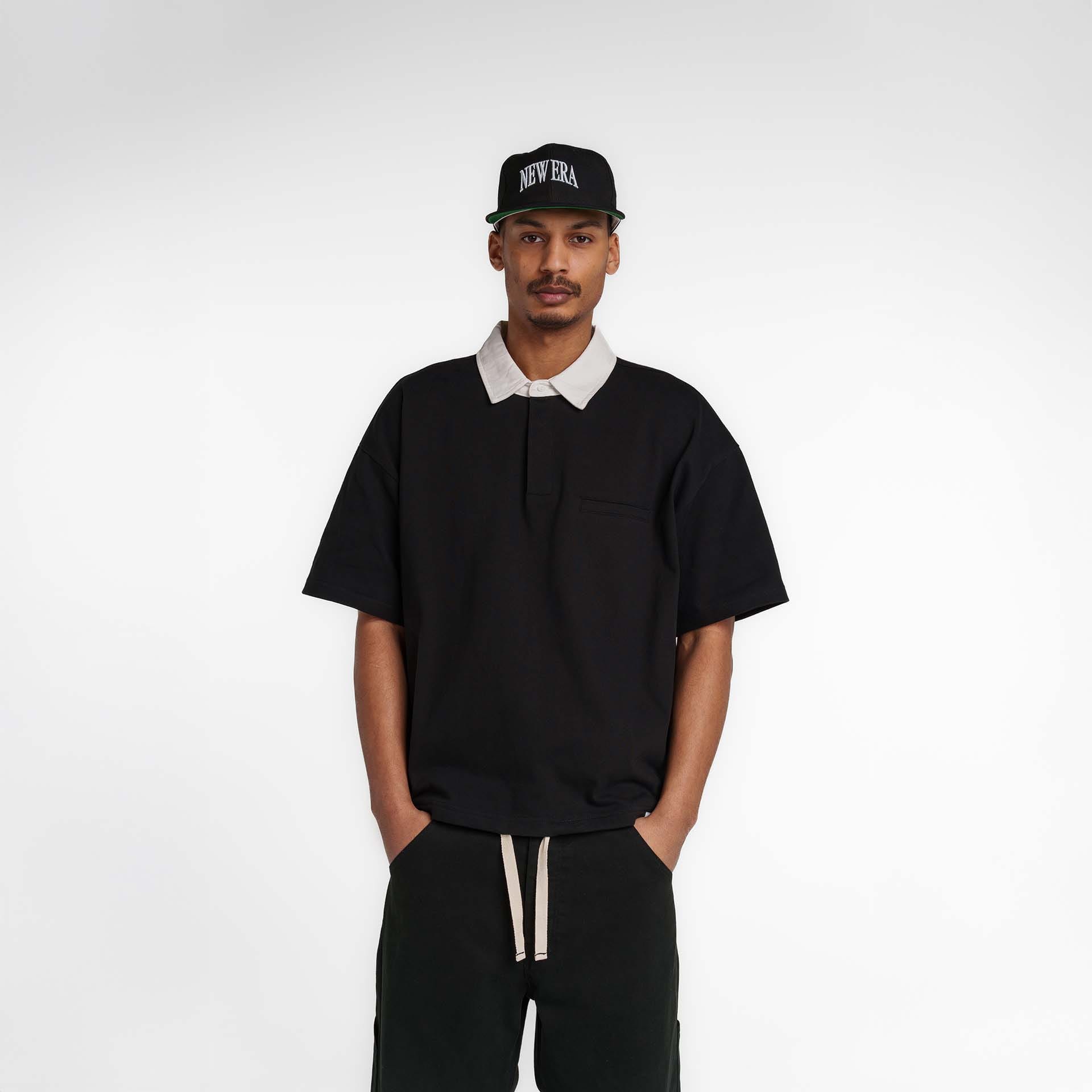 New Era Branded Alden Black Rugby Shirt - Nextgenmallstore