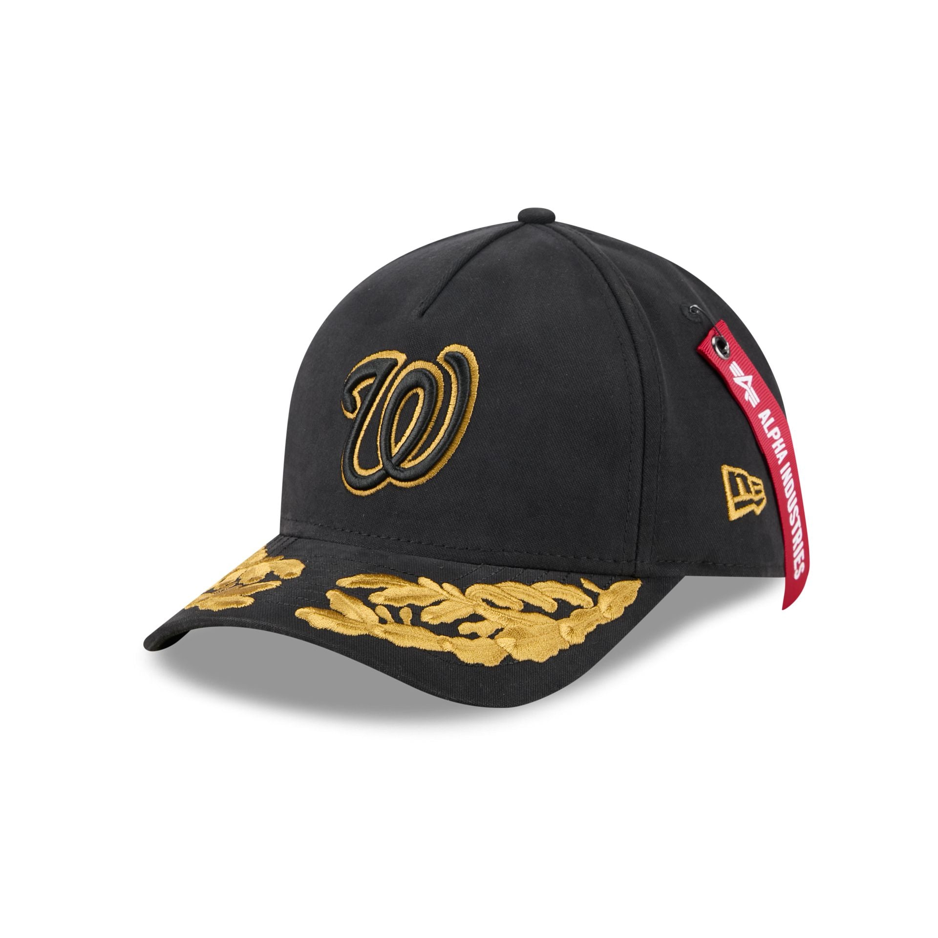 Alpha Industries x Washington Nationals Black 9FORTY M-Crown A-Frame Snapback Hat - Nextgenmallstore