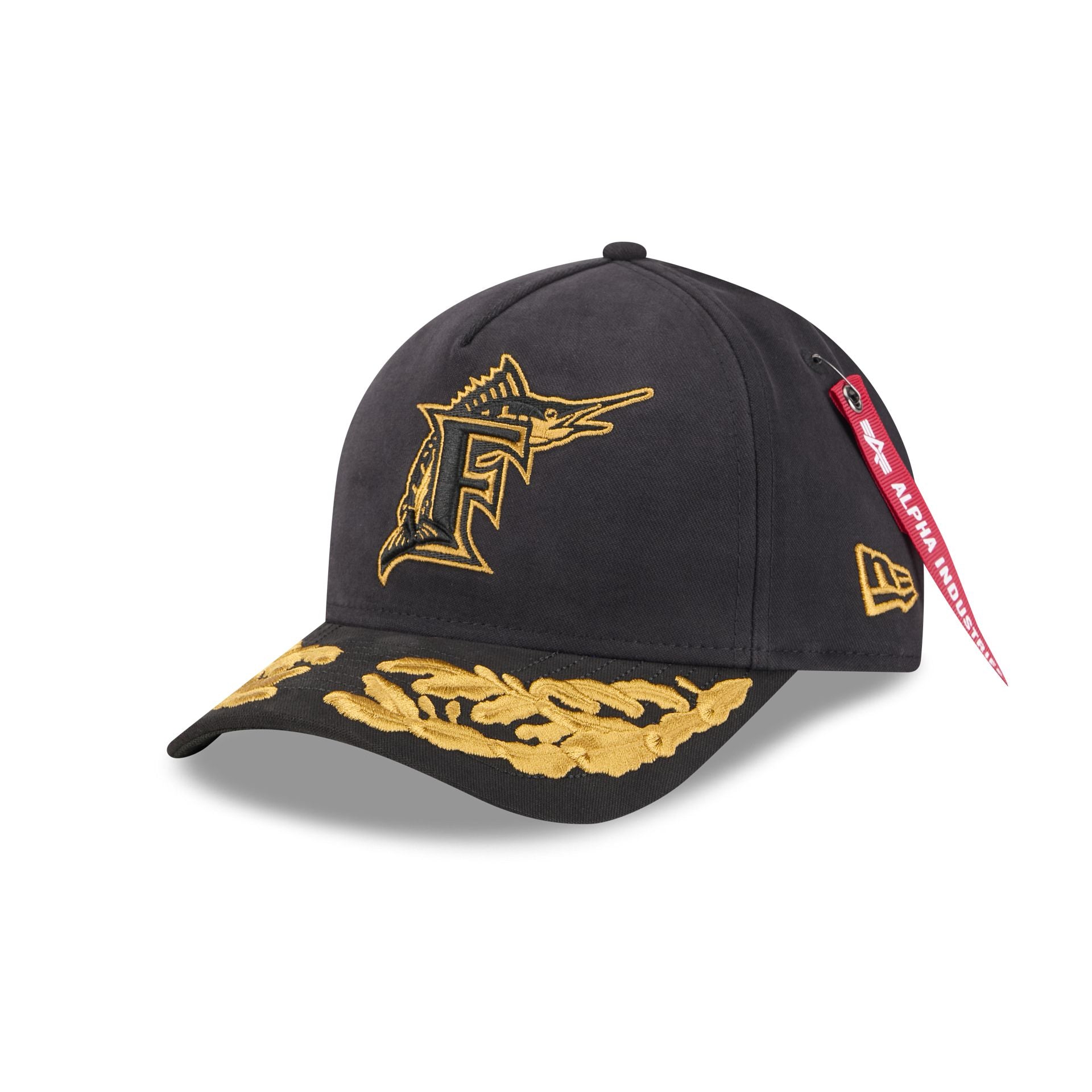 Alpha Industries x Miami Marlins Black 9FORTY M-Crown A-Frame Snapback Hat - Nextgenmallstore