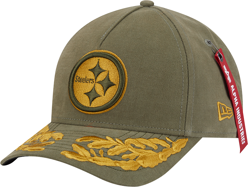 Alpha Industries x Pittsburgh Steelers Olive Green 9FORTY M-Crown A-Frame Snapback Hat
