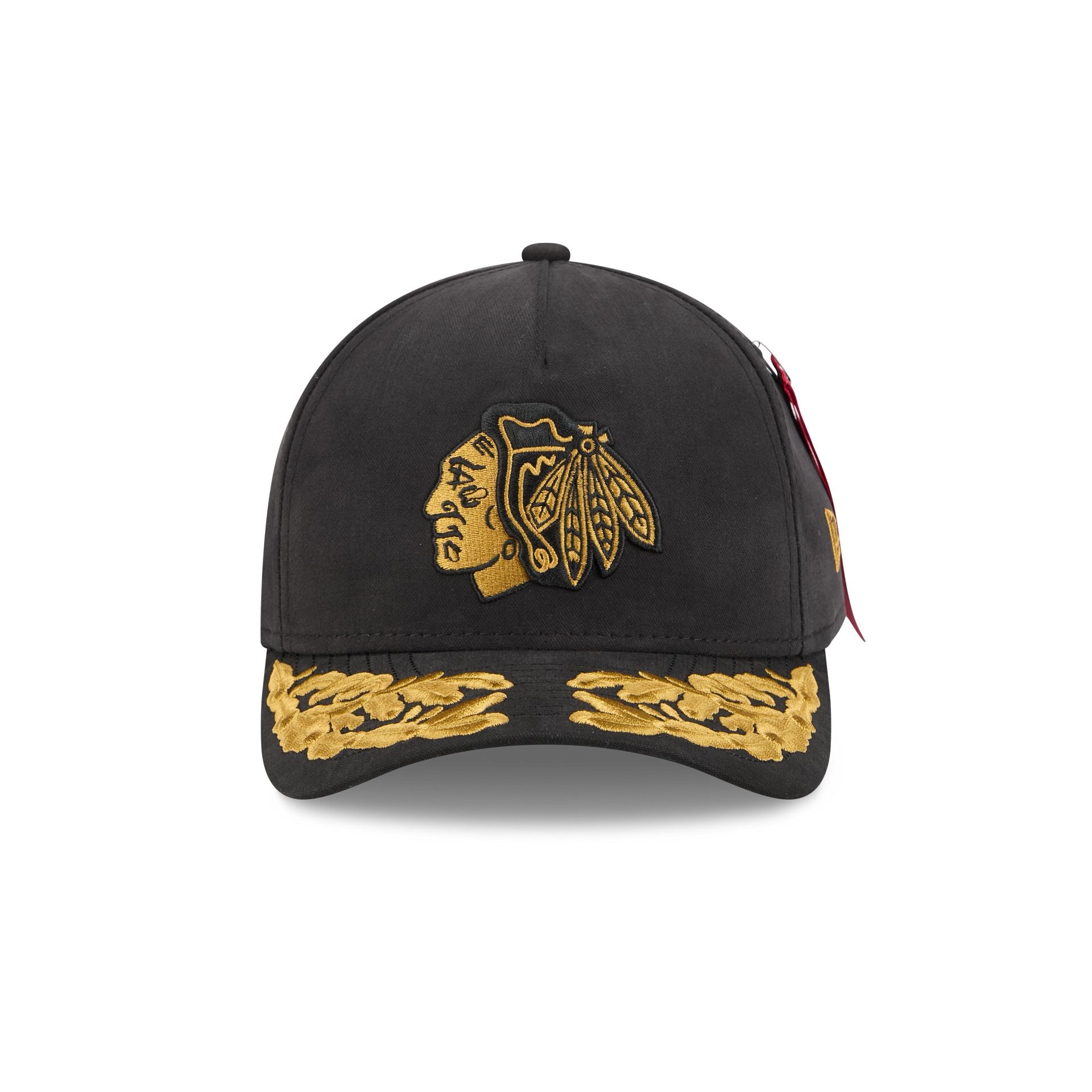 Alpha Industries x Chicago Blackhawks Black 9FORTY M-Crown A-Frame Snapback Hat
