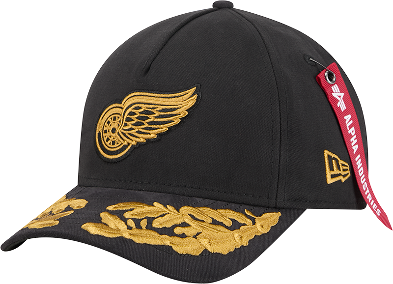 Alpha Industries x Detroit Red Wings Black 9FORTY M-Crown A-Frame Snapback Hat