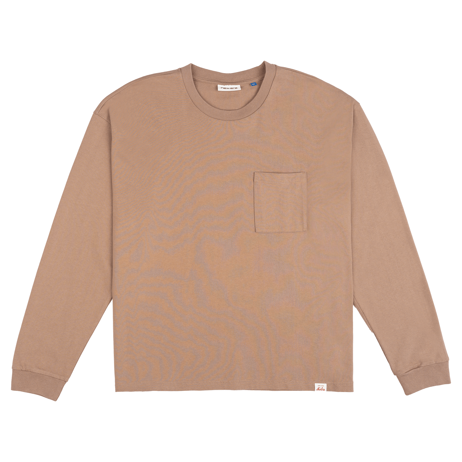 New Era Branded Alden Heavyweight Taupe Gray Long Sleeve Pocket T-Shirt - Nextgenmallstore
