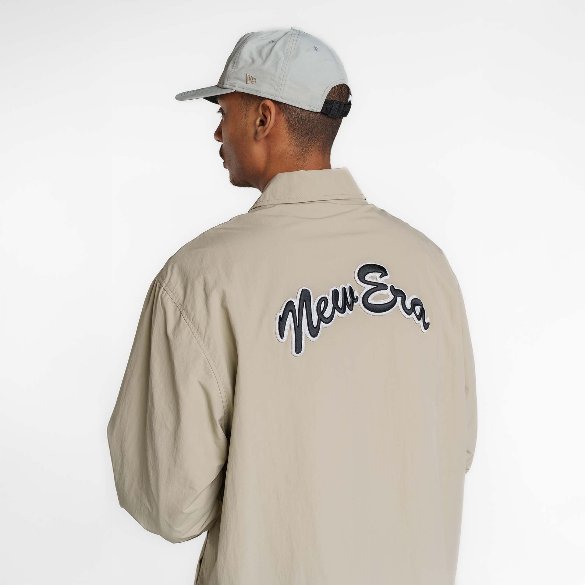 New Era Branded Ripstop Script Nylon Abbey Stone Coach's Jacket - Nextgenmallstore