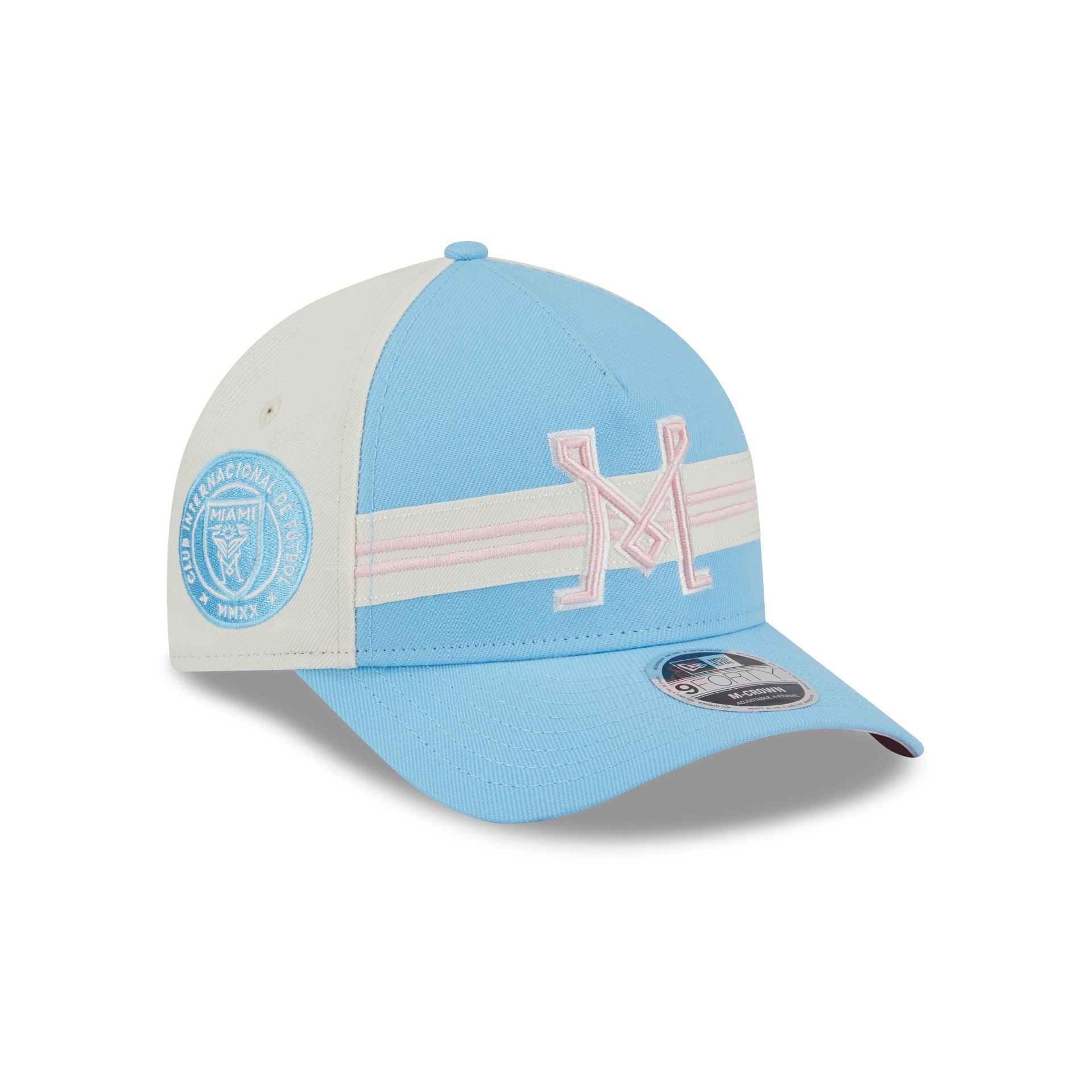 Inter Miami 2025 Jersey Hook Light Blue 9FORTY M-Crown A-Frame Snapback Hat - Nextgenmallstore