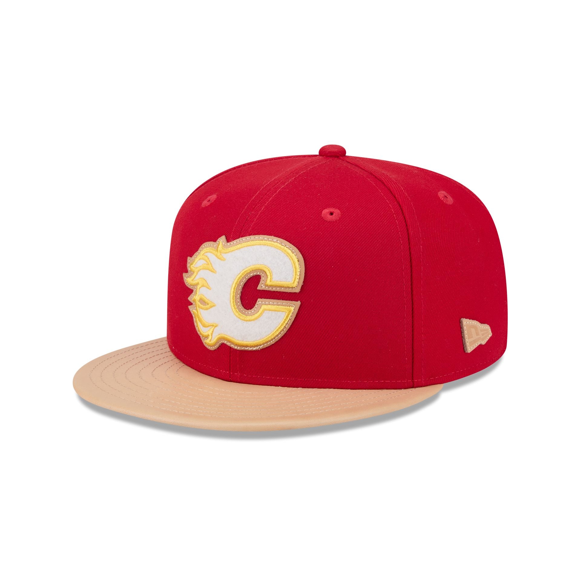 Calgary Flames Leather Visor 59FIFTY Fitted Hat - Nextgenmallstore