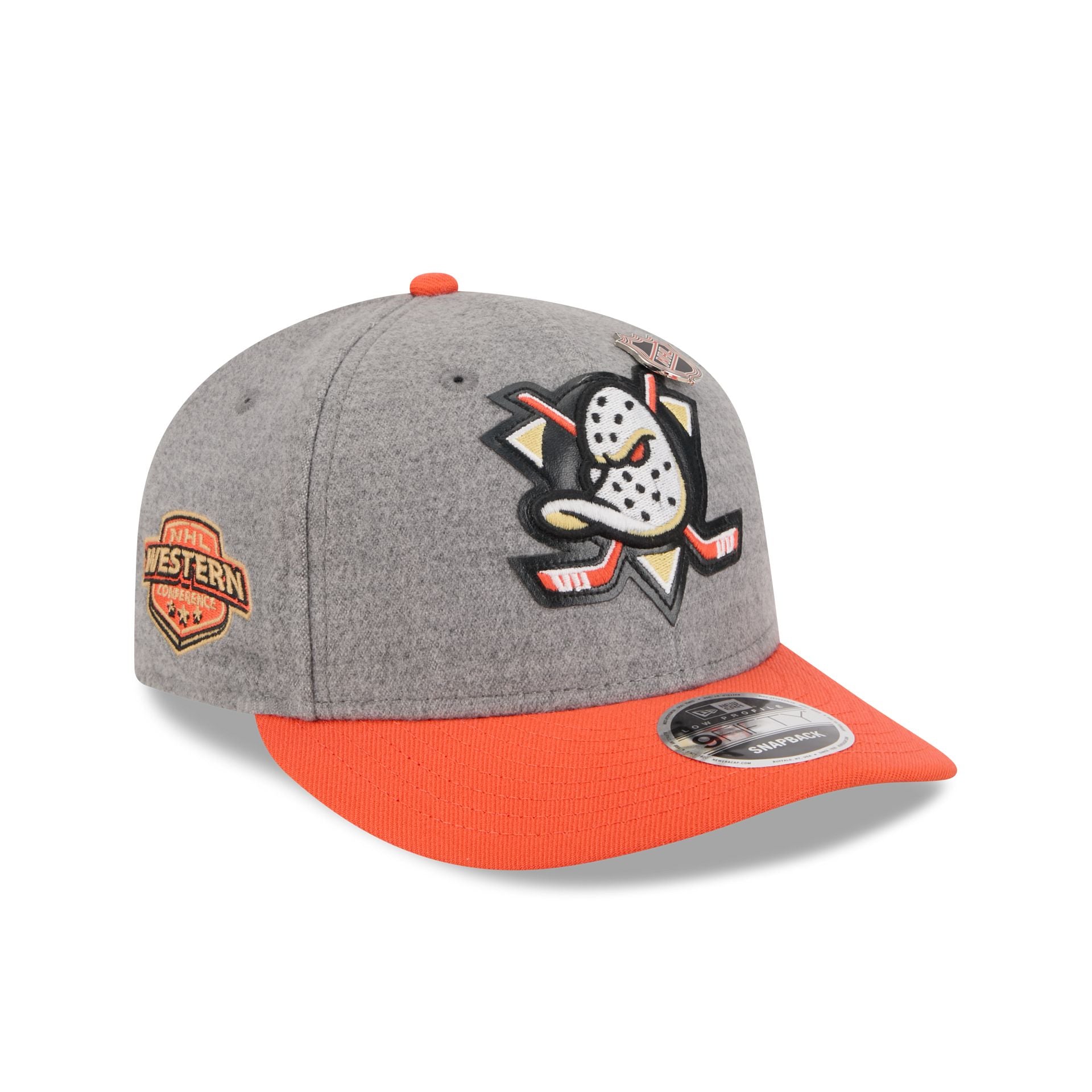 Anaheim Ducks Heather Gray Wool Low Profile 9FIFTY Snapback Hat - Nextgenmallstore