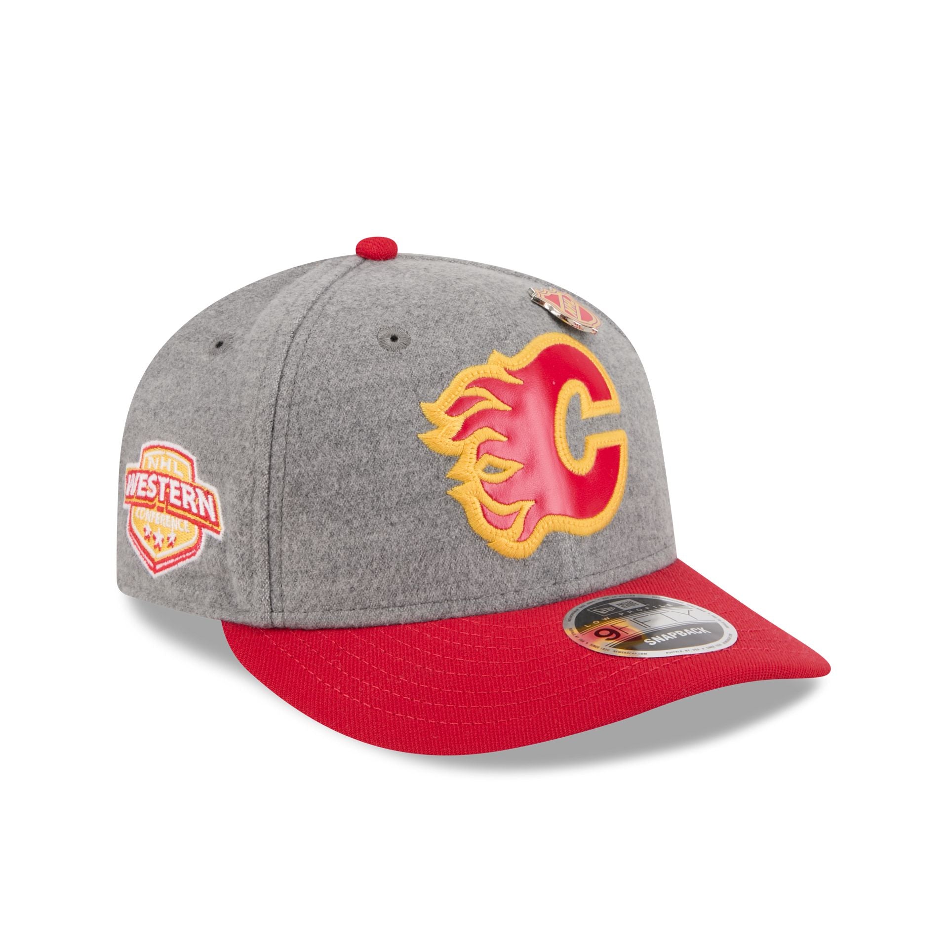 Calgary Flames Heather Gray Wool Low Profile 9FIFTY Snapback Hat - Nextgenmallstore