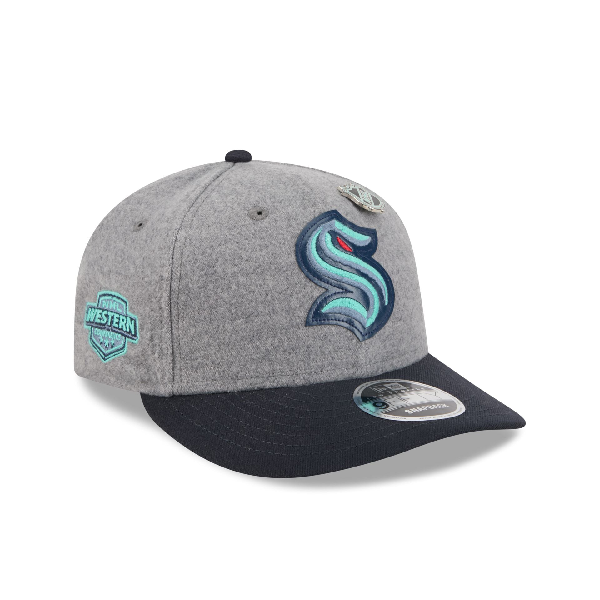 Seattle Kraken Heather Gray Wool Low Profile 9FIFTY Snapback Hat - Nextgenmallstore
