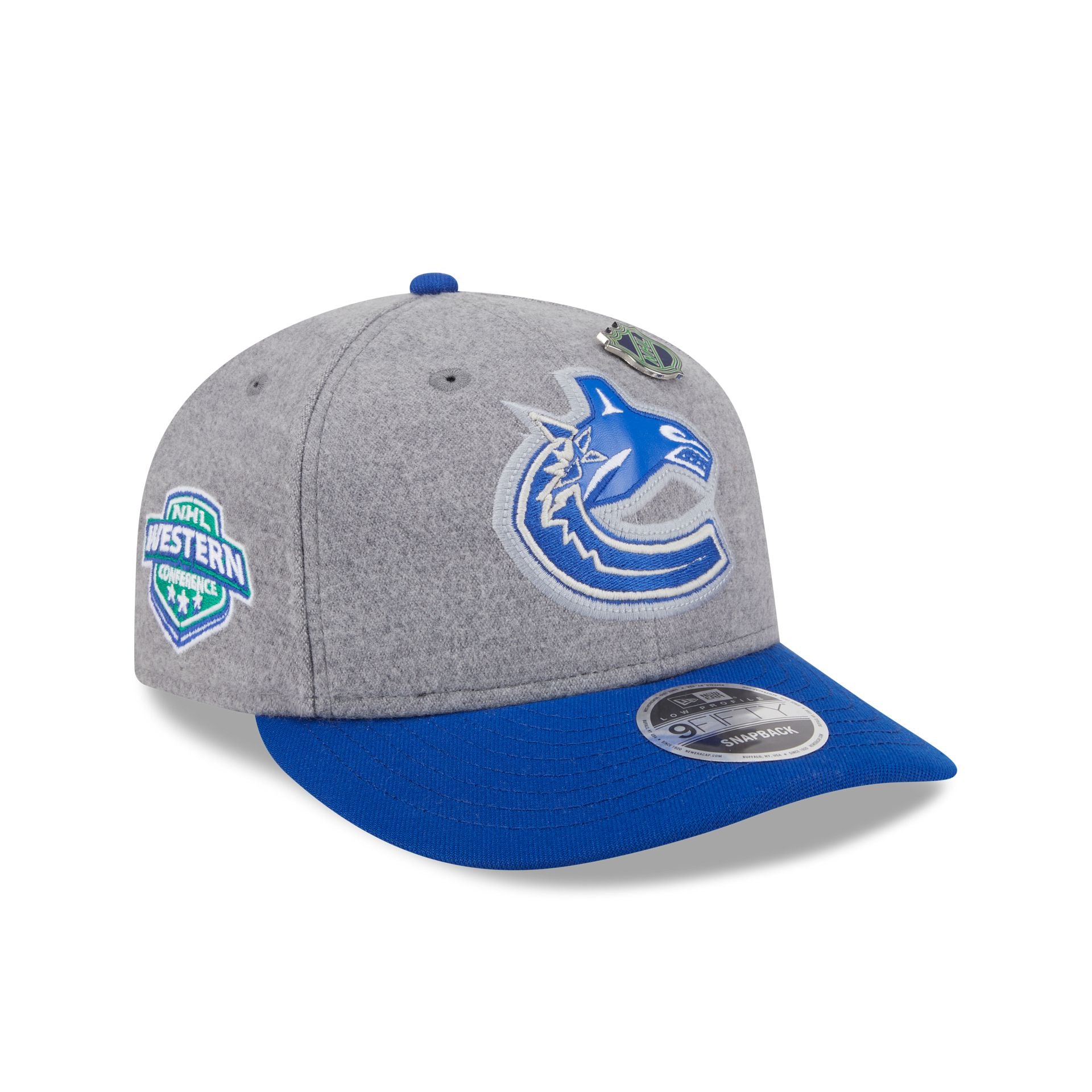 Vancouver Canucks Heather Gray Wool Low Profile 9FIFTY Snapback Hat - Nextgenmallstore
