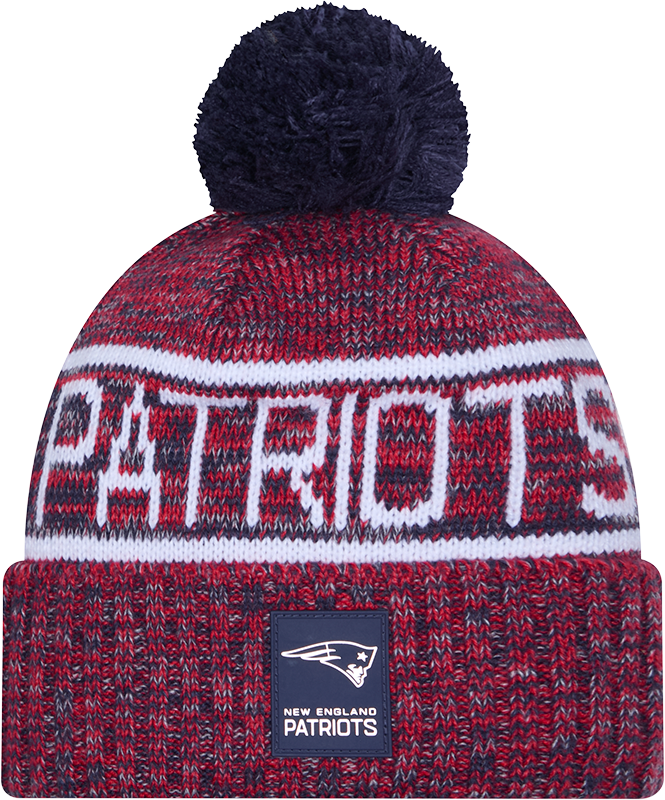 New England Patriots 2025 Sideline Cold Weather Pom Knit Hat