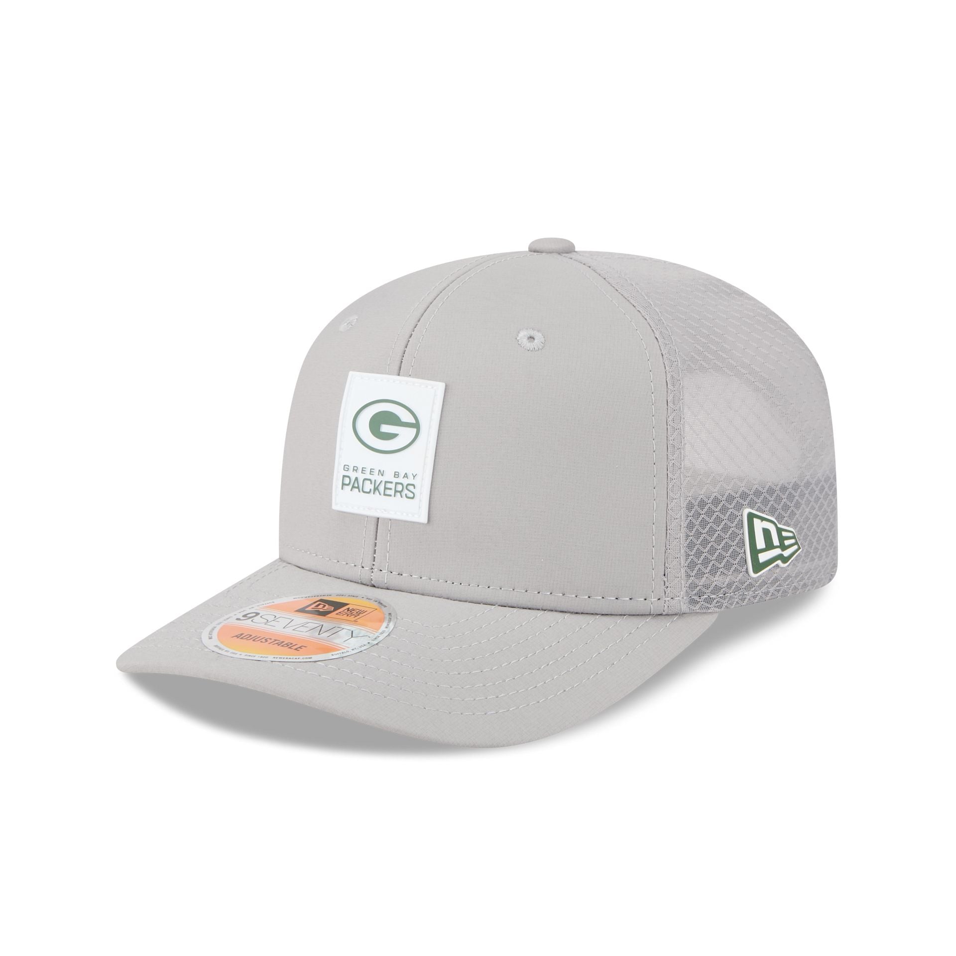 Green Bay Packers 2025 Sideline Hot Weather Gray 9SEVENTY Trucker Hat