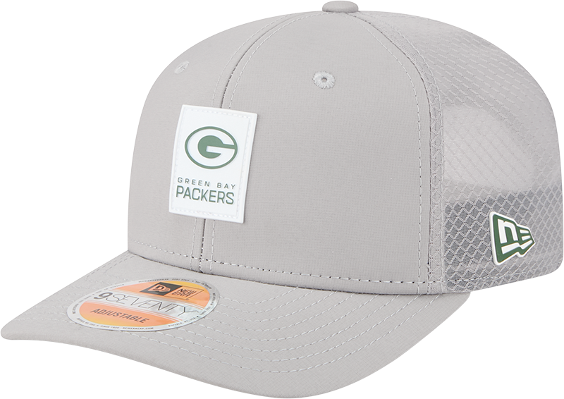 Green Bay Packers 2025 Sideline Hot Weather Gray 9SEVENTY Trucker Hat
