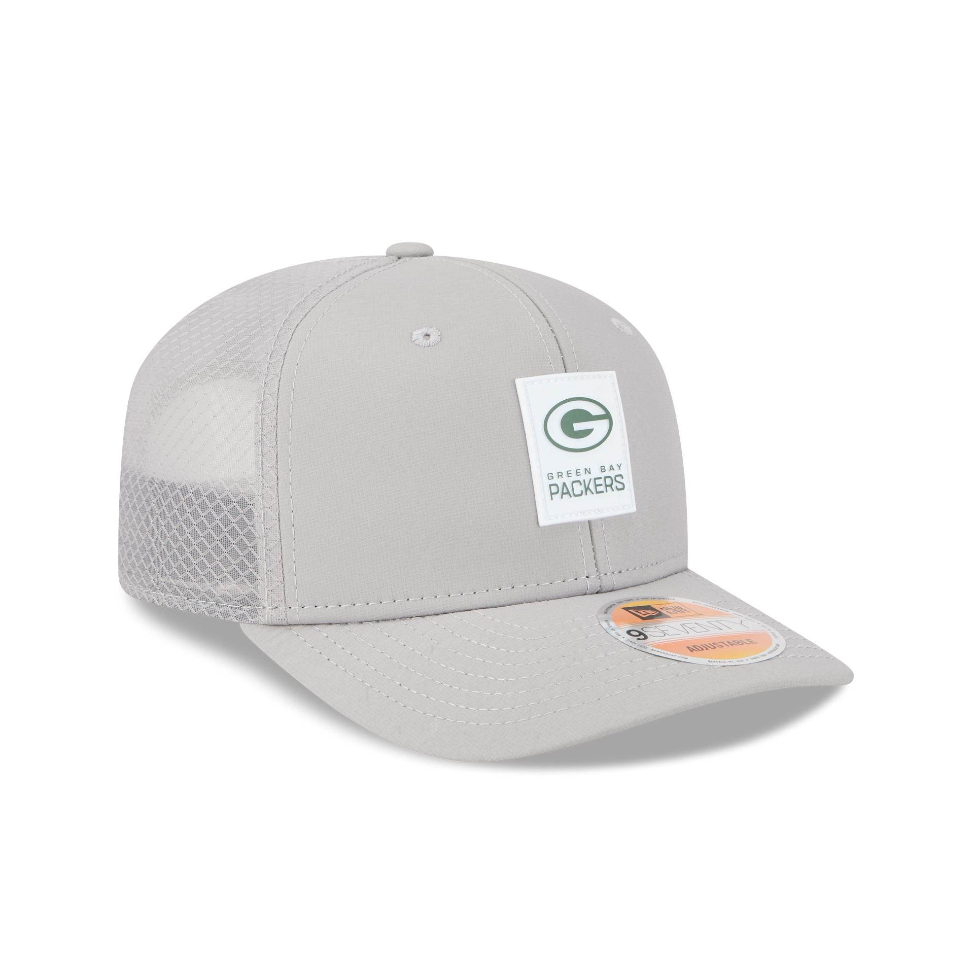 Green Bay Packers 2025 Sideline Hot Weather Gray 9SEVENTY Trucker Hat