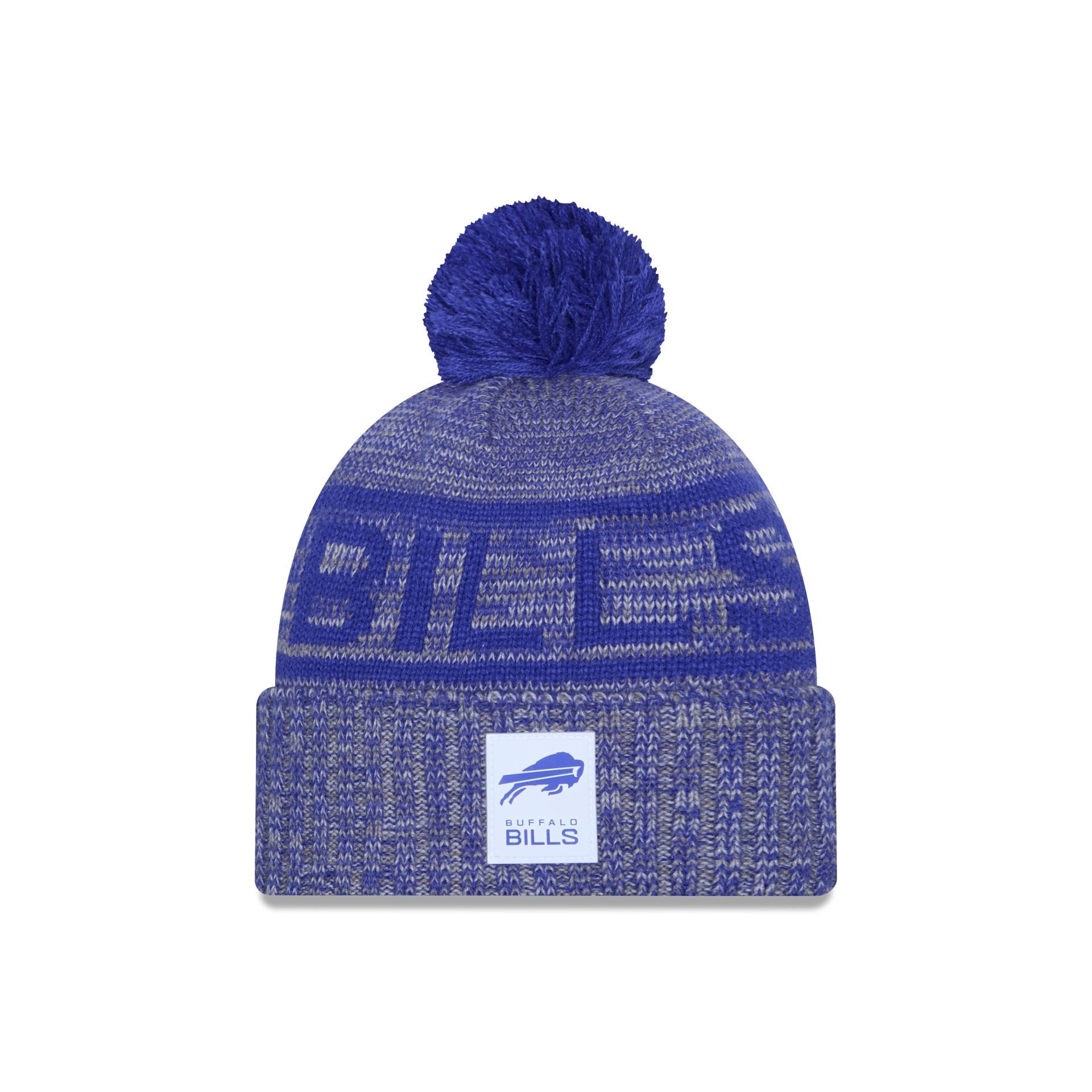 Buffalo Bills 2025 Sideline Cold Weather Gray Pom Knit Hat
