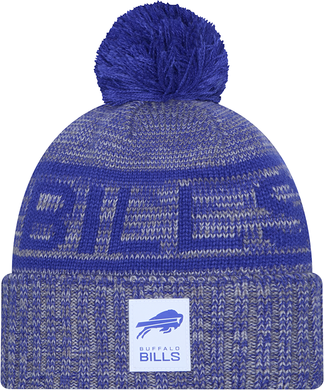 Buffalo Bills 2025 Sideline Cold Weather Gray Pom Knit Hat